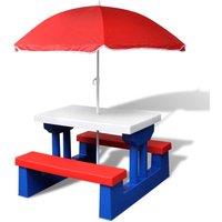 Berkfield Home Kids' Picnic Table with Benches & Parasol Multicolour