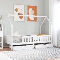 Berkfield Home Kids Bed Frame with Drawers without Mattress 90x190 cm Single Solid Wood in White