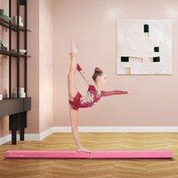 HOMCOM Balance Beam Trainer Kids Teens Fold Skill Performance Suede Pink Home Exercise