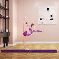 HOMCOM Balance Beam Trainer Kids Teens Fold Skill Performance Suede Pink Home Exercise in Purple