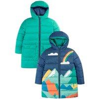 Frugi Reversible Toasty Terrain Jacket in Blue | Size: 3-4 Years