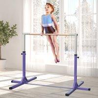 HOMCOM Height Adjustable Gymnastics Horizontal Bar For Kids Home Gym Training in Purple