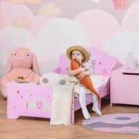 HOMCOM Kids Bed Princess Castle Theme w/ Side Rails Slats Home 3-6 Yrs Pink | Size: Single