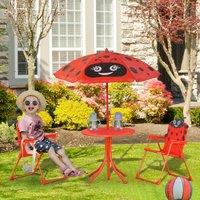 OUTSUNNY Kids Outdoor Bistro Table & Chair Set Garden Patio Adjustable Parasol in Red