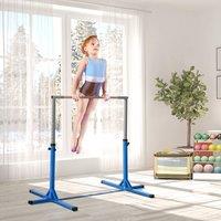 HOMCOM Height Adjustable Gymnastics Horizontal Bar For Kids Home Gym Training in Blue
