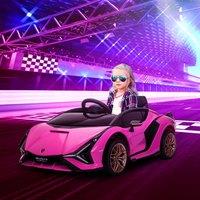 HOMCOM Lamborghini SIAN 12V Electric Car for Kids w/ Remote Control in Pink