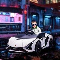 HOMCOM Lamborghini SIAN 12V Electric Car for Kids w/ Remote Control in White