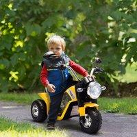 HOMCOM 6V Kids Electric Motorbike 3 Wheels Ride On Toy with Horn 18 - 36 Months in Yellow