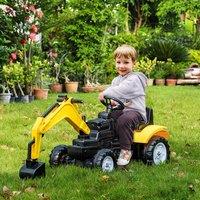 HOMCOM Kids Toddler Ride-on Toy Pedal Digger Pretend Play Construction Car in Yellow