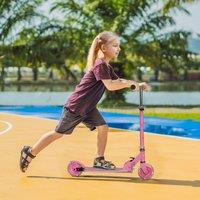 HOMCOM Kids Scooter with Lights, Music, Adjustable Height for 3-7 Years in Pink