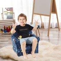 HOMCOM Kids Armchair Toddler Sofa Seat Children Chair Couch w/ Wooden Frame in Blue
