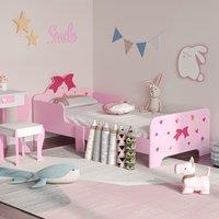 ZONEKIZ Princess-Themed Kids Toddler Bed with Cute Patterns, Safety Rails - Pink | Size: Single