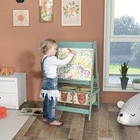 AIYAPLAY Kids Easel with Paper Roll, 3 in 1 Art Easel Blackboard, Whiteboard in Green