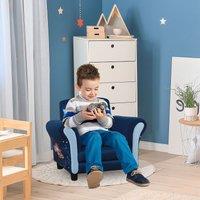 HOMCOM Space Rocket Children Kids Armchair Sofa Fun omfortable Wood Frame 3-6 Yrs Blue