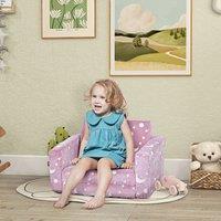 AIYAPLAY Kids Sofa Bed, Folding Toddler Armchair, Glow in The Dark in Pink