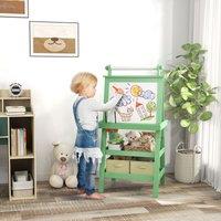 AIYAPLAY Art Easel for Kids w/ Paper Roll, 3 in 1 Kids Easel Double-Sided Magnetic Whiteboard & Chalkboard w/ Storage Baskets, for Children 3-6 Years