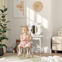 AIYAPLAY Kids Dressing Table with Mirror & Stool, Drawer, Cloud Design in White