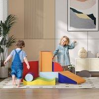 HOMCOM 7 Pcs Kids Soft Foam Puzzle Play Blocks Set Learning Toy Blue