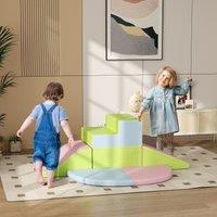 HOMCOM 6 Piece Soft Play Equipmemt for Kids Climb & Crawl in Pink