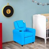 HOMCOM Kids Recliner Chair with Adjustable Backrest & Footrest in Blue