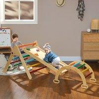 AIYAPLAY 5-in-1 Toddler Climbing Frame with Ramp, Arch, for 18-48 Months in Natural