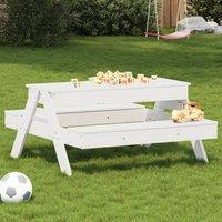 Berkfield Home Picnic Table with Sandpit for Kids White Solid Wood Pine