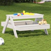 Berkfield Home Picnic Table for Kids White 88x97x52 cm Solid Wood Pine | Size: 88 x 97 x 52 cm