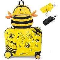 Costway Kids Luggage Set of 2 Kids Ride-on & Carry-on Hardshell Suitcase
