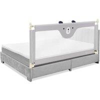 Costway 175CM Cute Baby Bed Rail Guard Toddler Infant Security Guardrail W/ Double Lock in Grey