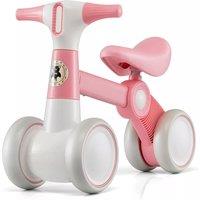 Costway Baby Balance Bike 4 Wheels Childrens Bicycle Toddlers Riding Toy No Pedal in Pink