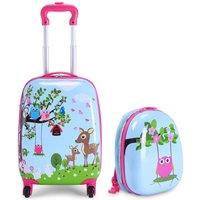 Costway 2Pcs 12 16 ABS Kids Suitcase Backpack Luggage Set School Travel Lightweight in Blue