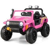 Costway Large Kids Electric Ride On UTV 2-Seater 12V Powered Electric UTV Remote Control in Pink