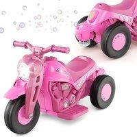 Costway 6V Kids Bubble Car Electric Motor Kids Ride on Motorcycle with Bubble Maker in Pink
