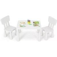 Costway 3 PCS Table & Chair Set Toddler Activity Center Writing Desk in White