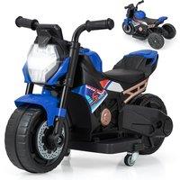 Costway Ride-on Motorcycle Toddlers 6V Electric Toy Bike w/Training Wheels in Blue