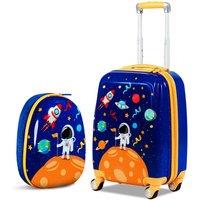 Costway 2Pcs 12 18 ABS Kids Suitcase Backpack Luggage Set School Travel Lightweight in Blue