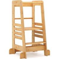 Costway Toddlers Step Stool Montessori Kitchen Step Stool in Natural