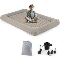 Costway Inflatable Toddler Travel Bed Portable Kids Air Mattress Set in Grey