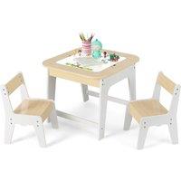 Gymax Kids Table Chair Set of 3 Toddler Activity Table with Ergonomic Chairs in Khaki