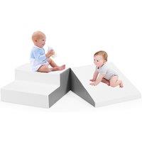 Gymax Step & Slide Climber Toddler Soft Play Set Soft Foam Structure Blocks in White