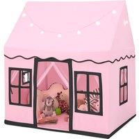 Gymax Play Tent Indoor Play House With Star Lights Windows Toddler Castle Play in Pink