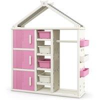 Gymax Kids Closet Children Pretend Dresser Wardrobe For Kids Room & Bedroom in Pink
