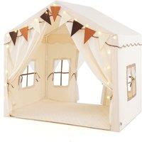 Gymax Kids Play Tent 3-4 Kids Play House With Star Lights Opening Doors Play Mat in Beige