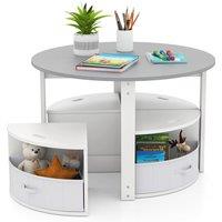 Gymax Nesting Table & Chair Set of 5 Piece Toddler Round Craft Table in Grey