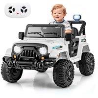 Costway 12V Kids Ride on Truck Battery Powered Toy Vehicle w/Remote Control in White