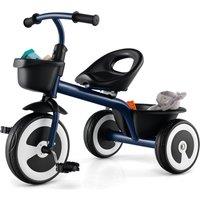 Costway Toddler Tricycle Trike 3-Wheel Toddler Bike w/ Adjustable Seat in Dark Blue