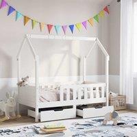 Berkfield Home Kids Bed Frame with Drawers without Mattress 80x160 cm Solid Wood in White