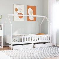 Berkfield Home Kids Bed Frame with Drawers without Mattress 80x200 cm Solid Wood in White