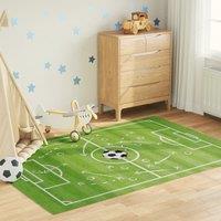 Berkfield Home Kids' Rug Green 160x230 cm Football Field Washable Anti Slip | Size: 100 cm diameter