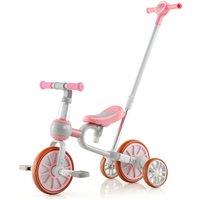 Costway 4 in 1 Kids Tricycle Toddler Balance Bike w/ Adjustable Push Handle in Pink